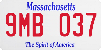 MA license plate 9MB037