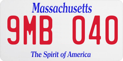 MA license plate 9MB040