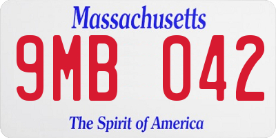 MA license plate 9MB042