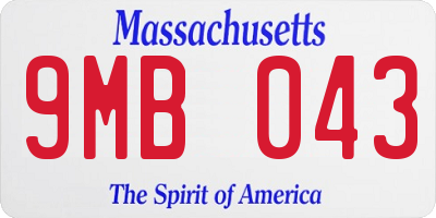 MA license plate 9MB043