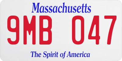 MA license plate 9MB047