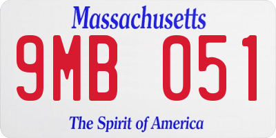 MA license plate 9MB051