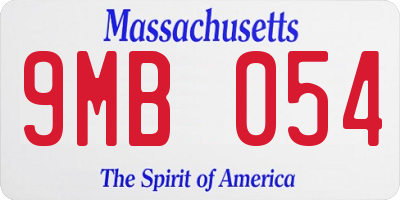 MA license plate 9MB054