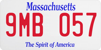 MA license plate 9MB057