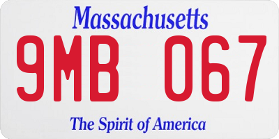MA license plate 9MB067