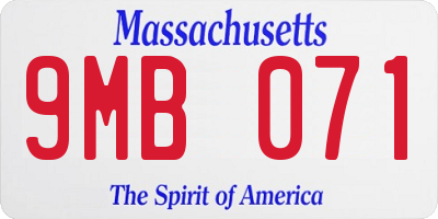 MA license plate 9MB071