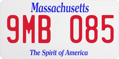 MA license plate 9MB085