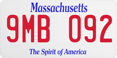 MA license plate 9MB092