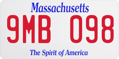 MA license plate 9MB098