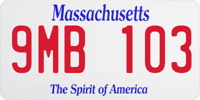 MA license plate 9MB103