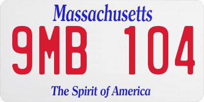 MA license plate 9MB104
