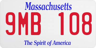 MA license plate 9MB108