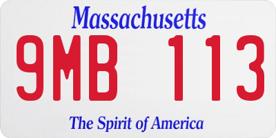 MA license plate 9MB113