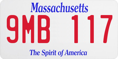 MA license plate 9MB117
