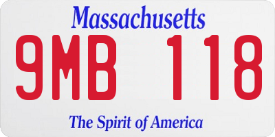 MA license plate 9MB118