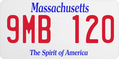 MA license plate 9MB120