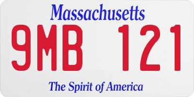 MA license plate 9MB121