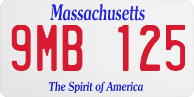 MA license plate 9MB125