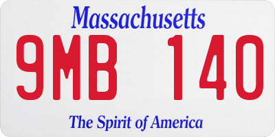 MA license plate 9MB140