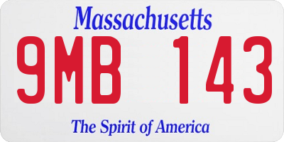 MA license plate 9MB143