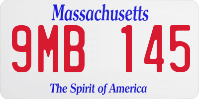 MA license plate 9MB145