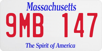 MA license plate 9MB147