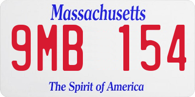 MA license plate 9MB154