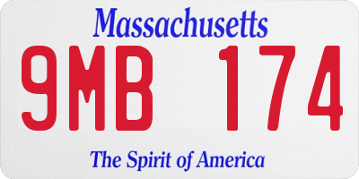 MA license plate 9MB174