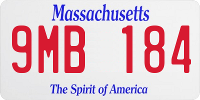MA license plate 9MB184