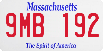 MA license plate 9MB192
