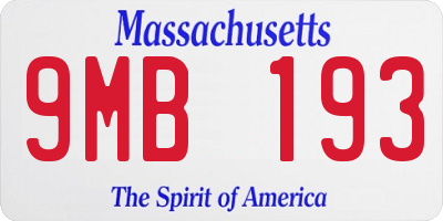 MA license plate 9MB193