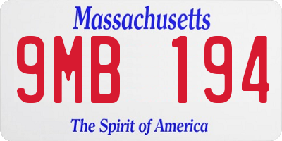 MA license plate 9MB194
