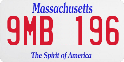 MA license plate 9MB196