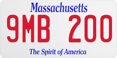 MA license plate 9MB200
