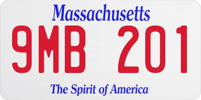 MA license plate 9MB201