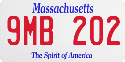 MA license plate 9MB202