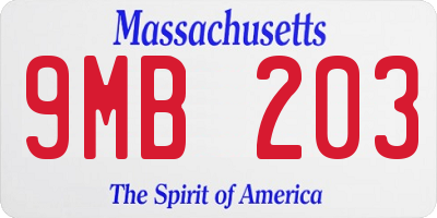 MA license plate 9MB203
