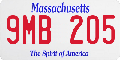 MA license plate 9MB205