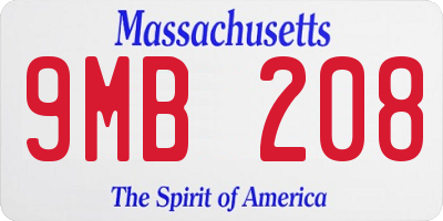 MA license plate 9MB208