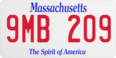 MA license plate 9MB209