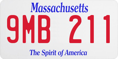 MA license plate 9MB211