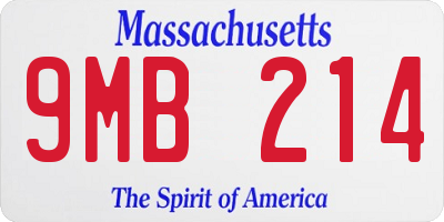 MA license plate 9MB214