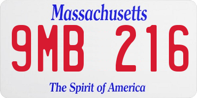 MA license plate 9MB216