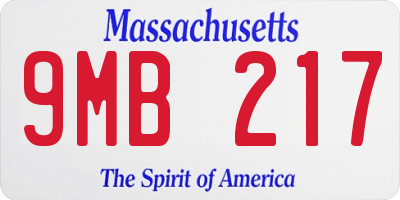 MA license plate 9MB217