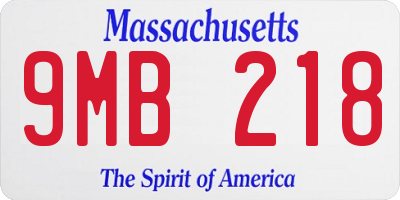 MA license plate 9MB218