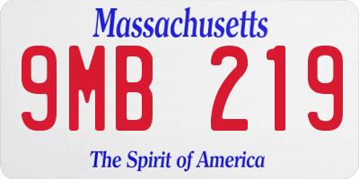 MA license plate 9MB219