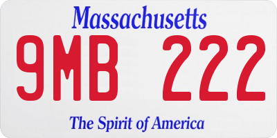 MA license plate 9MB222