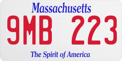 MA license plate 9MB223