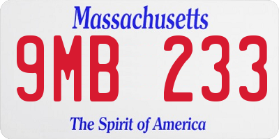 MA license plate 9MB233
