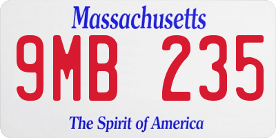 MA license plate 9MB235